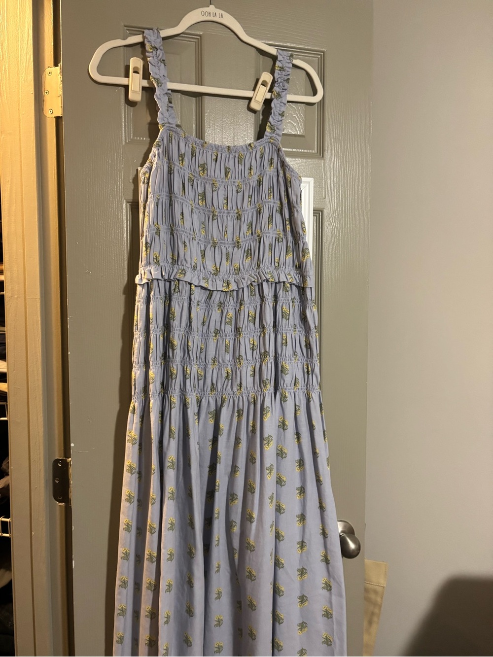 Women’s Light Blue Floral Smocked Sundress